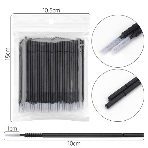 IC 100 st Disponibel ögonfransförlängning Micro Brush Applikator Make Black