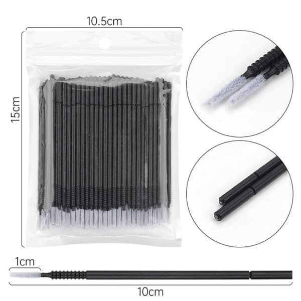 IC 100 stk Engangs øjenvippeforlængelse Micro Brush Applikator Make Black