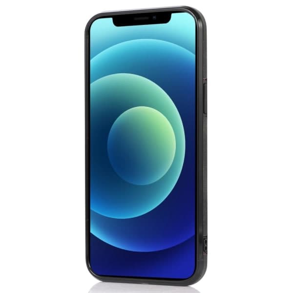 IC iPhone 13 Pro - Nahkapäällysteinen kuori korttipaikalla - Musta