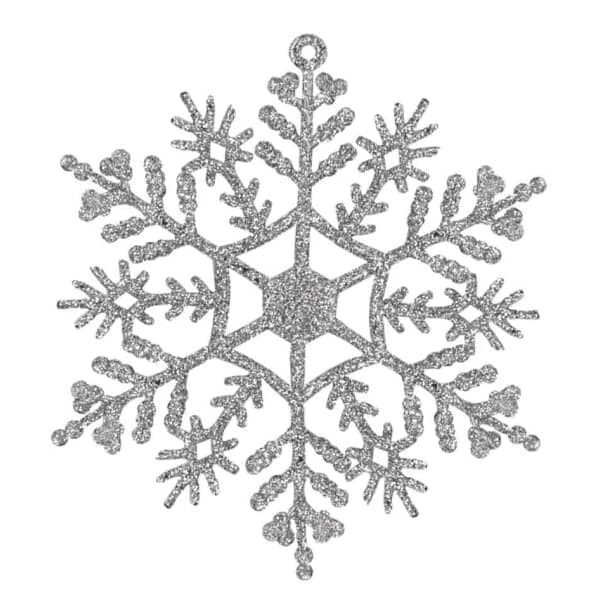IC 24 stk. Glitter Snefnug Plast Jul Sølv