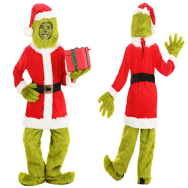 Julgrön monsterdräkt - 6st Tomtekostym Set Jultomtens outfit Adult XL