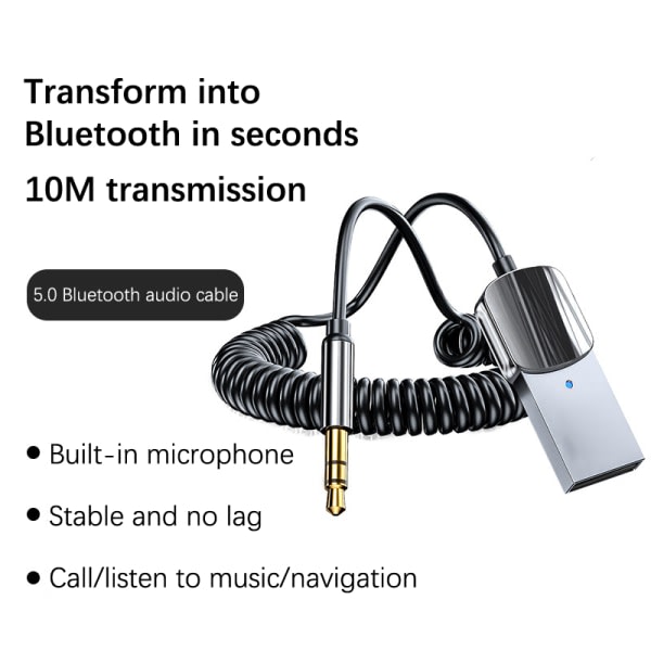 Bluetooth Aux-adapter USB til 3,5 mm udtag Bil o Bluetooth 1st