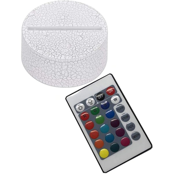 IC LED-lampestativ 2-veisdrevet 3D-illusjons nattlysstativ, 7 fargeendrende berøringsbryter Erstatningsstativ Displaystativ for - hvit vev