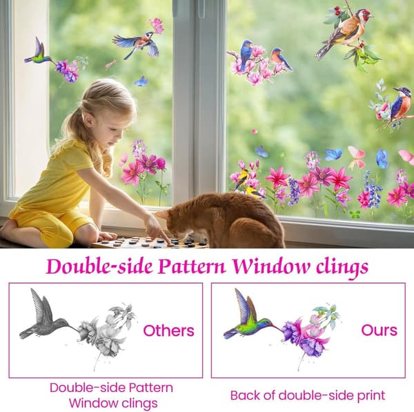 Window Stickers - Static - Home Decor - Kitchen Window Stickers - Self-Adhesive - Bird Window Stickers