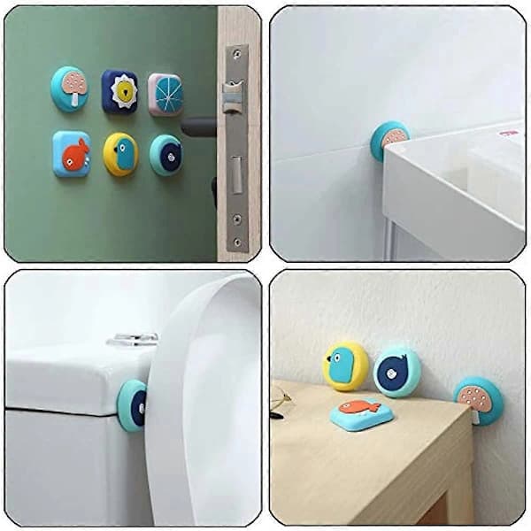 Kaxich Door Handle Wall Protector 2pcs Silicone Door Knob Stop Pad Self-Adhesive Door Stopper Bumper with Cartoon Pattern