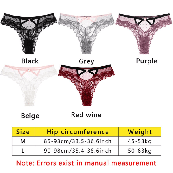 G-string Underkläder Sexiga Kalsonger Spetstrosor VINRÖD M