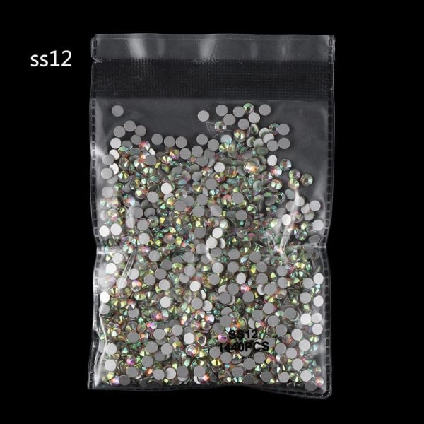 Neglekunst Rhinestone Krystal AB Flatback Glas SS12 1440ST