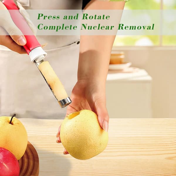 Red - Telescopic - Vegetable Peeler - Multifunctional - Apple Corer - Stainless - Steel - Apple Core Remover - 2 - 1 - Kitchen Utensil