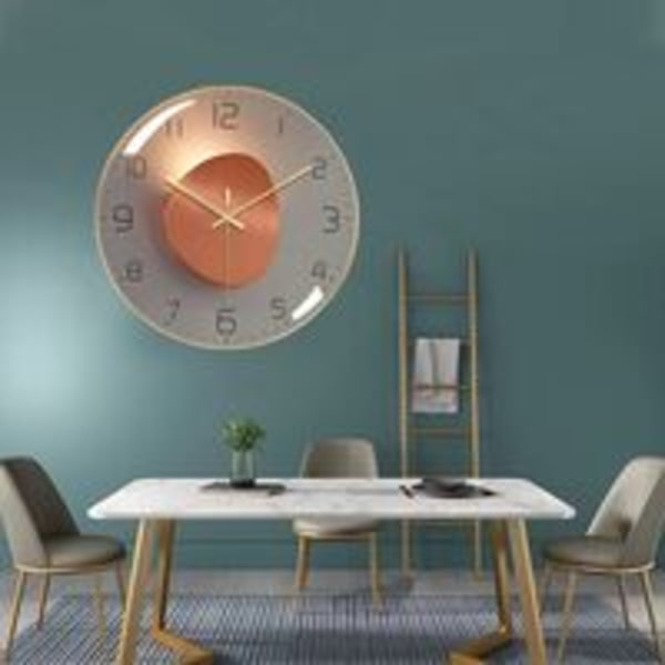IC Hiljainen seinäkello, 30 cm halkaisijaltaan seinäkello, pyöreä digitaalinen kvartsiseinäkello, sopii olohuoneeseen, työhuoneeseen, makuuhuoneeseen, keittiöön (kulta)