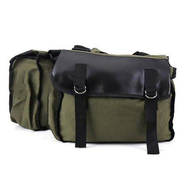 Motorcykel Touring Sadelväska Touring Sadel Canvas Bagage Grön