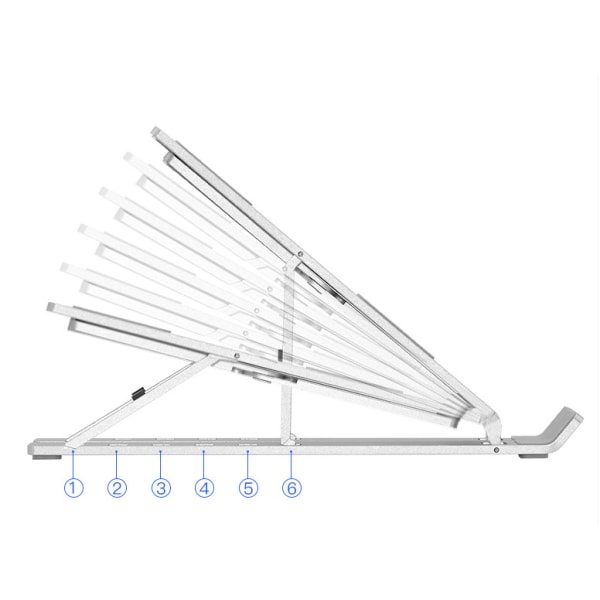 Bærbar datamaskinstativ i aluminium, ergonomisk justerbart datamaskinstativ i høyde, sølv
