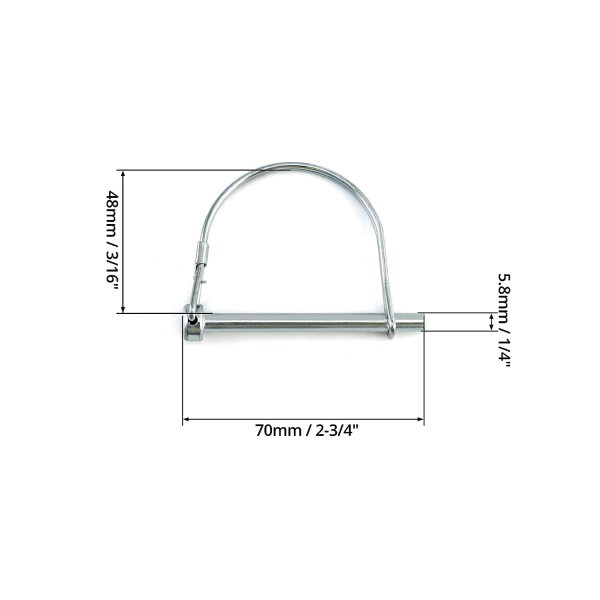IC 5 stk D-formet låsestift, galvanisert karbonstål sikkerhetsnål for hage- og gressklippere - 6 x 70 mm
