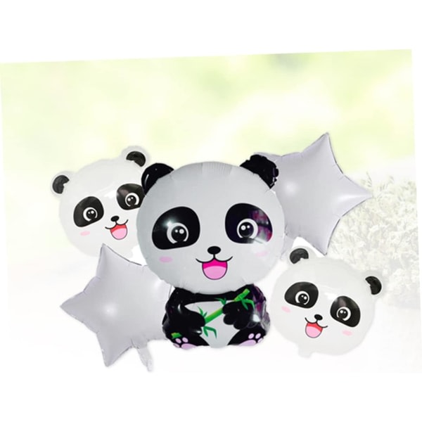 IC 5 st Djurdekorationer Pandaballonger Barndekoration Tecknad Ballong Panda Folieballong Fest Folieballong Dekorera Set Barn Aluminium