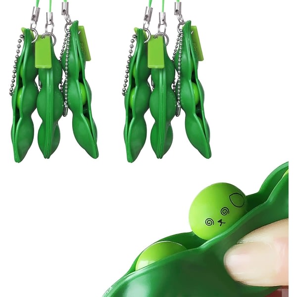 6st Edamame Nyckelring Fidget Toys - Squeeze-a-bean Nyckelring Pea Keychain Soybean Toys Present IC