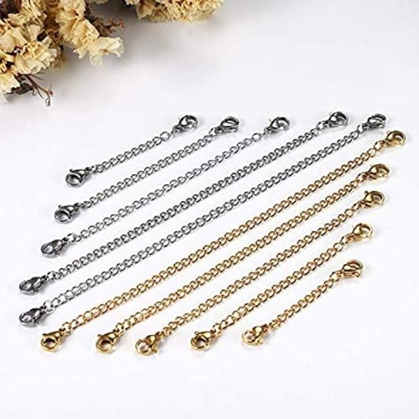 IC Halsbandsförlängare, 10:a Rostfritt stål Halsband Kedja Halsbandsförlängare Guld Silver För smyckestillverkning