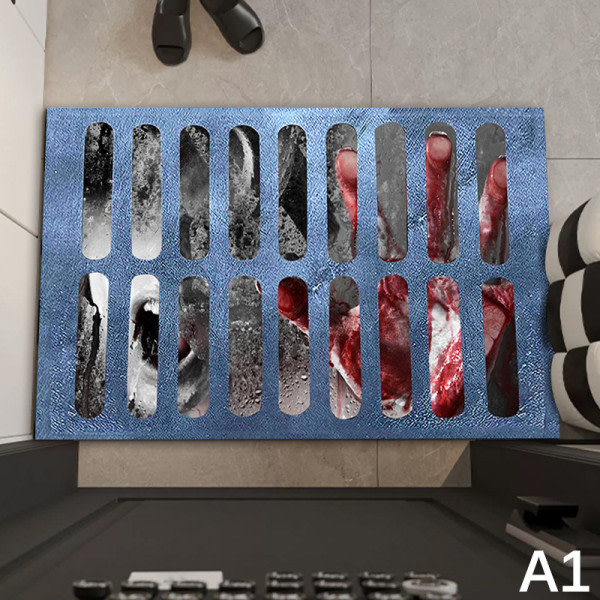 IC Clownfälla Skräck Badrumsmatta Halloween Mattor 3D Illusion Entra A3  50×80cm