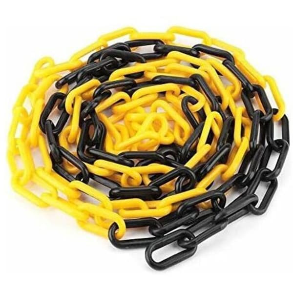Svart och gul plastkedja 6mm 25,0 meter