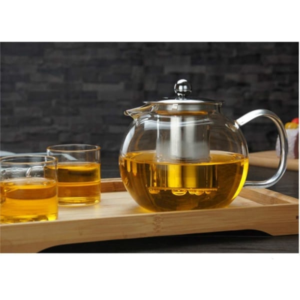 IC Glaskanna med rostfritt stål teinfusionsanordning och lock, 950ML/33oz