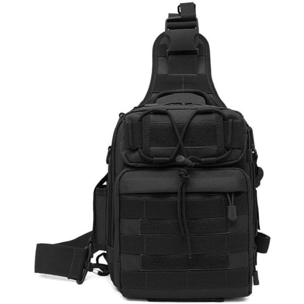 IC Tactical Sling Chest Pack Molle Daypack Mini ryggsäck Assault Pack för Camping Vandring Trekking, Svart
