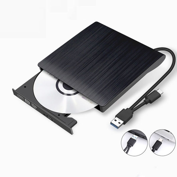 IC USB 3.0/Type-C Slim Extern DVD RW CD-brännare Brännare Läs Svart one size