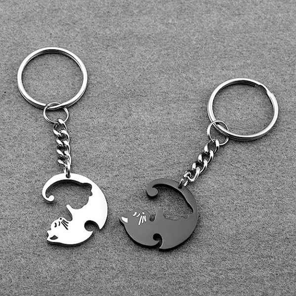 Nyckelring cat yin yangring avtagbart pussel kan brukes som en present til partner, vennskap IC