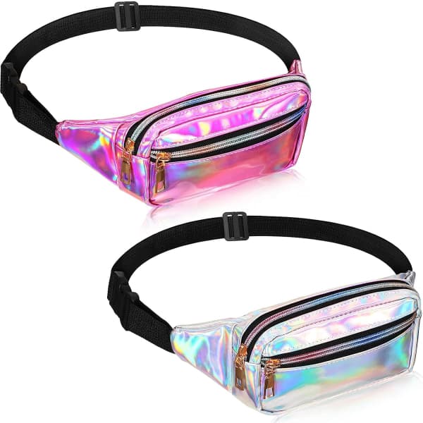 2-pack Fanny Pack Blanka Holografiska Midjeväskor Vattentäta