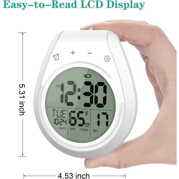 IC Digital duschtimer Vattentät, badrumstimer, digital köksväggklocka, stor LCD-skärm, 12/24-timmarsformat, inomhus