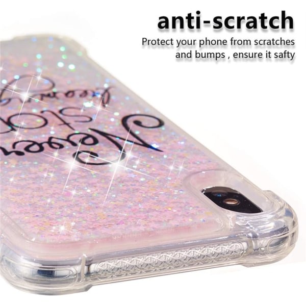 IC Case iPhone Xs Maxille, Creative Pink Liquid Bling Glitter Flödande Quicksand case Söt genomskinlig Stötsäker TPU Slim Skydd