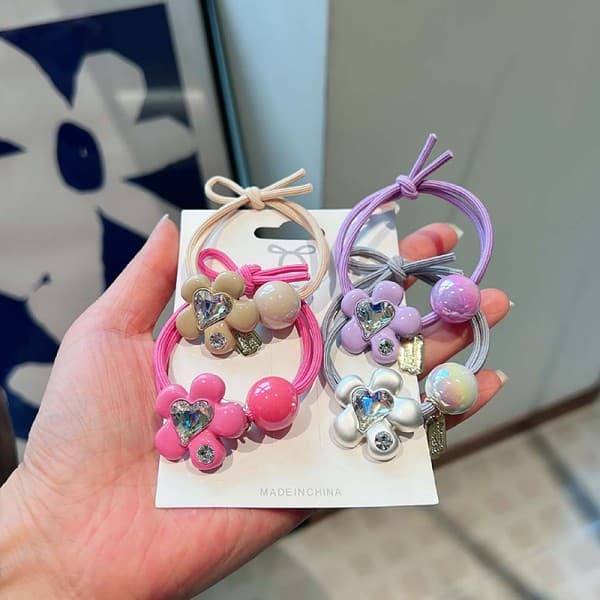 IC Trendy Hjerte Blomst Rhinestone Elastiske Hårbånd til Piger e F Rosarød