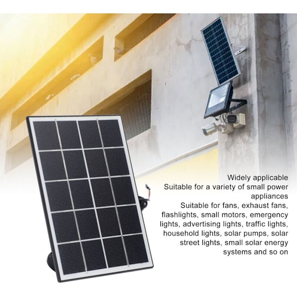 3W 5V Solcellepanel Profesjonell Effektiv Monokrystallinsk Silisium Solcellepanellader for Utendørs Overvåkingskamera Svart, DUBUNS