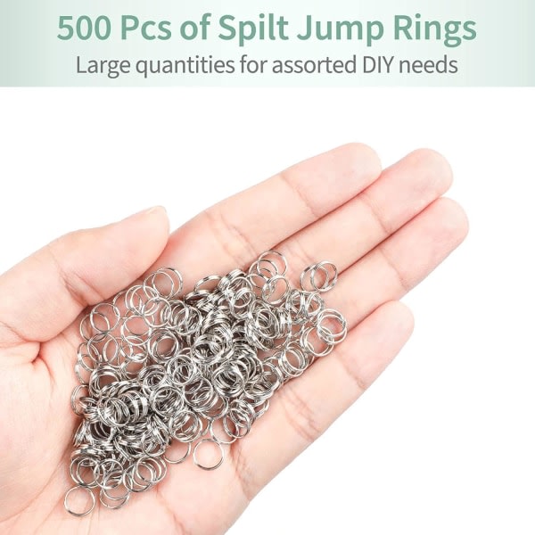 500 Pack 10 mm Mini Split Jump Ring med dobbelt öglor Small Metal IC