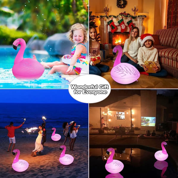 IC 2 stk Sol Flamingo Pool Lys, Flydende, Vandafvisende Glow-in-the-Dark Oppustelige Sol Flamingo Lys til Swimmingpool