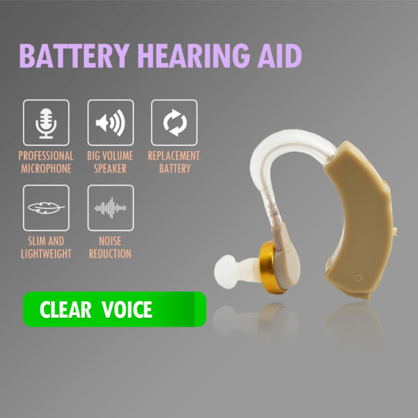 Osynlig hörapparat Klart digitalt ljud Hörapparat Justerbar ton Ljudförstärkare Batteri Bärbar för döva äldre