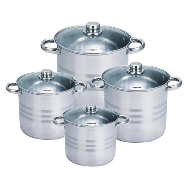 Saucepan set with glass lid, 4 pieces, silver
