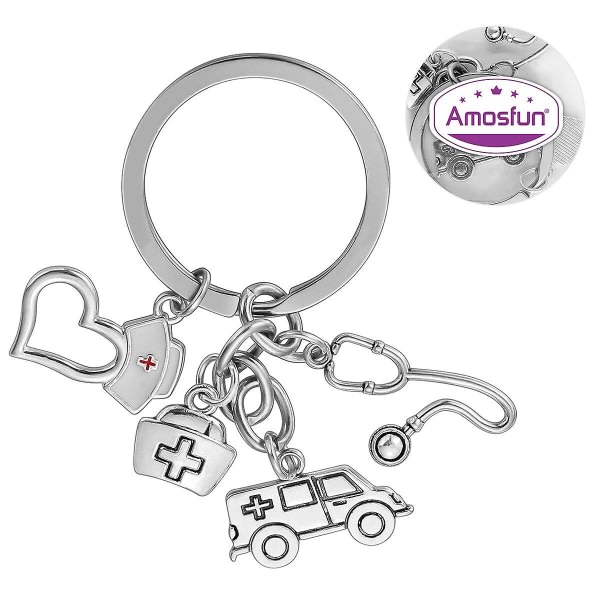 IC Amosfun metallnyckelring Ambulans Memorial Legering Nyckelring Kreativ nyckelring Fashionabla presenthängande prydnad