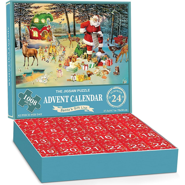 Julpussel, 1008 bitar Julkalender, pussel, 24 dagar Julhelgspussel A H
