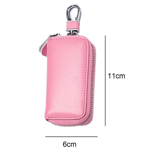 Nyckelväska i läder for män med dragkedja Pink IC