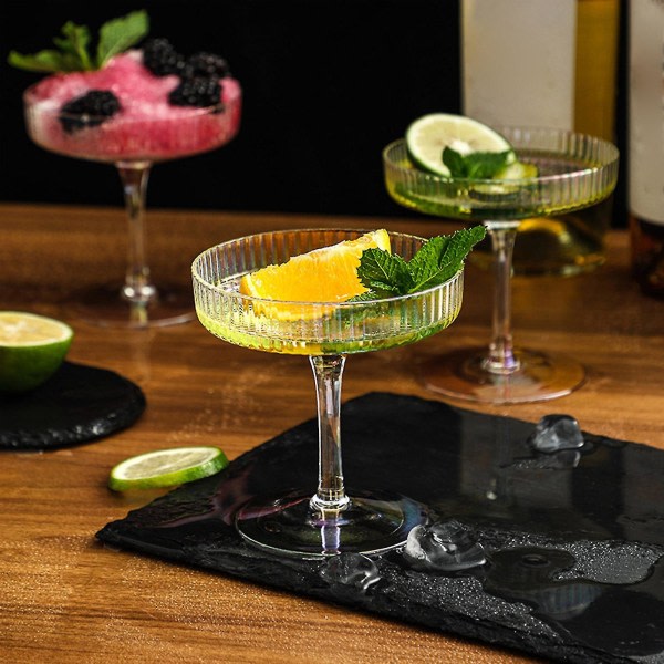 Martiniglas, set med 4 kreativa randiga cocktailglas, för champagnevin