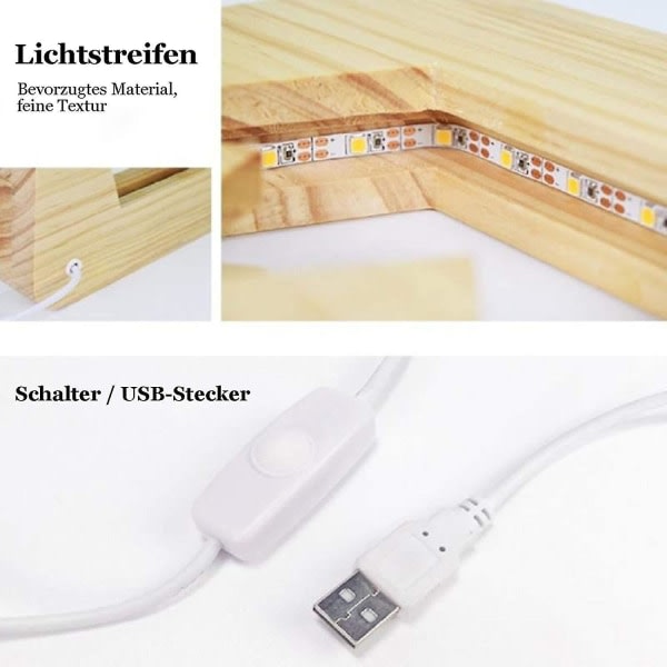 IC USB natlys i udskåret trædesign 3D dyrepote