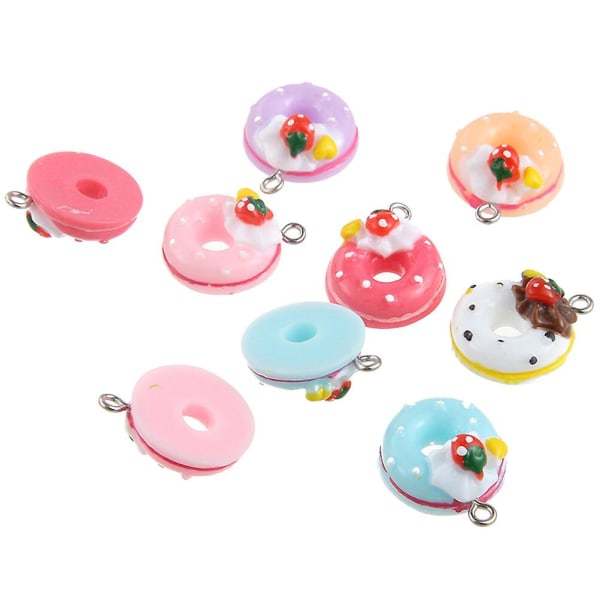 20 st Bulle Donut Färgglada Donut Smycken Berlocker okar Harts Berlocker Göra själv smycken Crafting Örhängen Berlocker Barn Flickor（2,2X2,2cm) IC