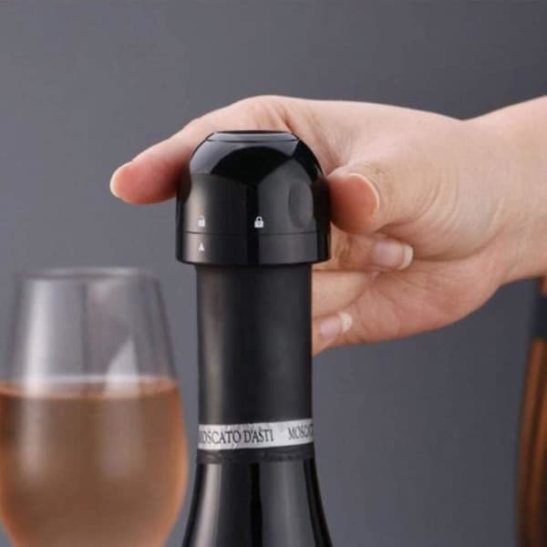Champagneprop - Silikonlækagesikker vinprop, Champagneflaske forseglet prop til mousserende (3 stk - sort)
