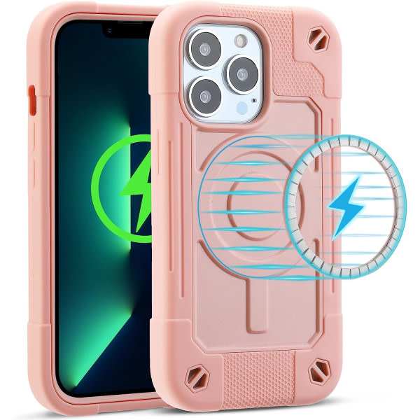 IC Case Designet til iPhone 13 Pro Max Cover 6,7 tommer Kompatibel med MagSafe, militærklasse beskyttelse til hele kroppen Robust kraftigt cover (rosa)