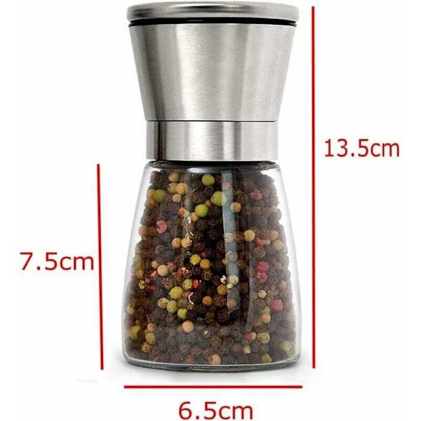 2-pakning påfyllbare salt- og pepperkverner i rustfritt stål