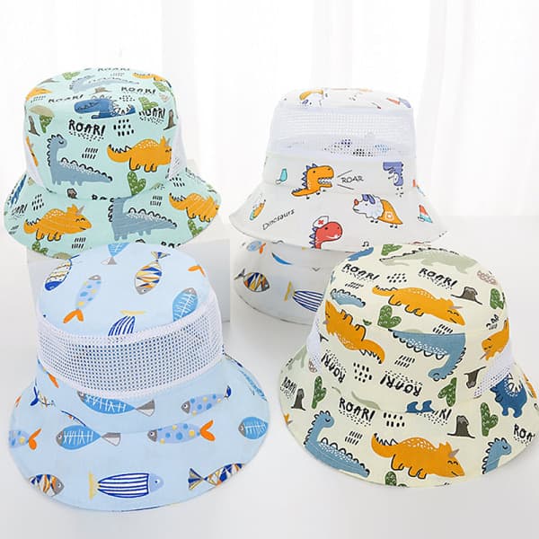 IC Barn sommerhat Tegnede print Mesh Bucket Hats UV-beskyttelse 01