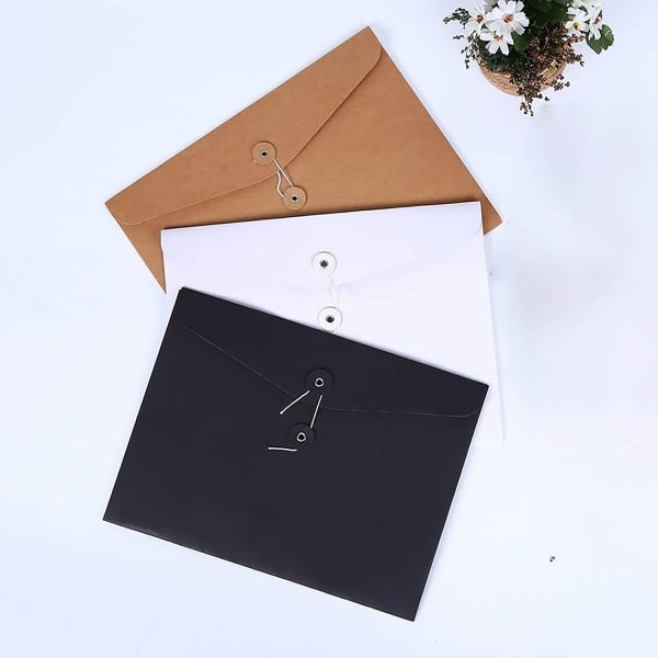 IG Kraft String Envelope File Folder Project Pockets File Jacket Svart