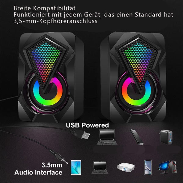 IC USB-datorhögtalare stereohögtalarsystem med färgglada