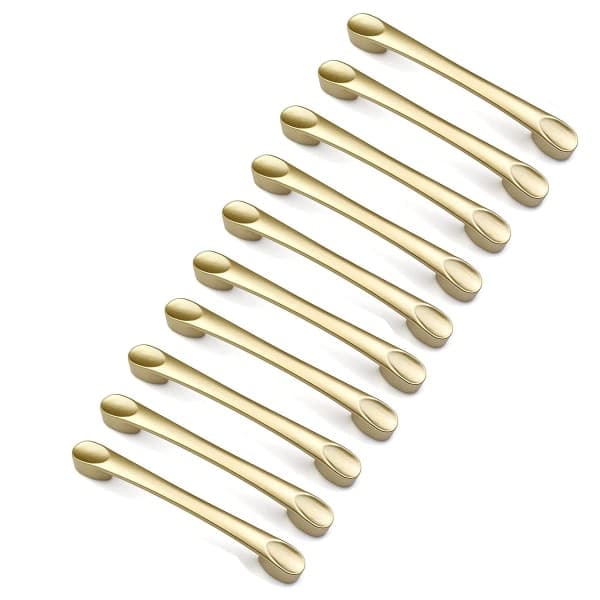 IC-set med 10 st zinklegerade köksskåpsdrag 96 mm - guldhandtag