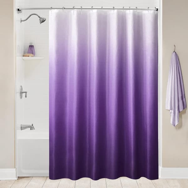 Duschdraperiset Vattentätt Mögelresistent Våffelvävd Polyestertyg för Badrum Ombre Lila 180x180 cm