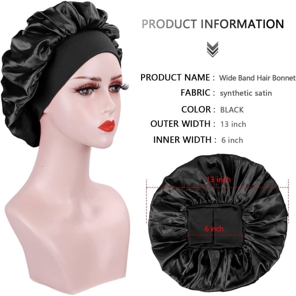 2 delar Satin Night Hårbonet, Silk Night Hair Bonnet, Satin