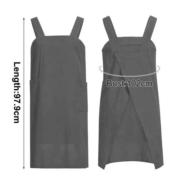 IC Kvinnors Pinafore Square Förkläde Bakning Matlagning Trädgårdsarbete Fungerar gray
